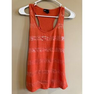 Wet Seal Orange Striped Sequin Racerback Tank Top Women's Small